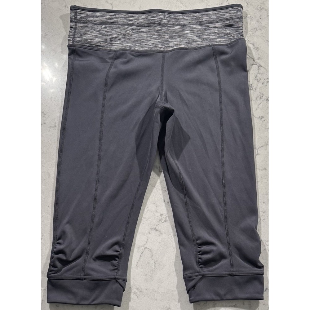 prAna Alyson Knicker Crop Leggings Womens Medium Gray Spacedye Capri Yoga Ruched